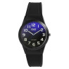 Montre Q&Q Mixte bracelet silicone noir cadran bleu
