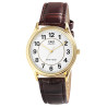 Montre Homme Q&Q bracelet cuir synthétique brun cadran blanc 35 mm