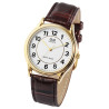 Montre Homme Q&Q bracelet cuir synthétique brun cadran blanc 35 mm