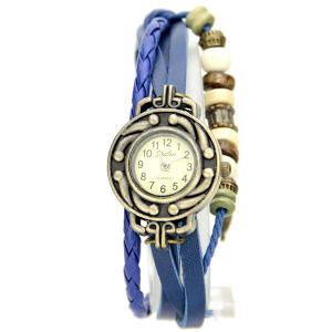 Montre vintage femme originale bracelet lanière et perles