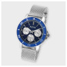 Montre Homme Raptor bracelet acier inoxydable argenté cadran bleu 42 mm
