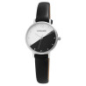 Montre Femme Excellanc bracelet cuir synthétique noir cadran bicolore noir et blanc 30 mm