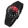 Montre bracelet silicone noir Mixte Q&Q cadran rouge