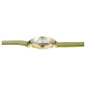 Montre Q&Q bracelet cuir synthétique vert Femme cadran argenté