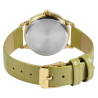 Montre Q&Q bracelet cuir synthétique vert Femme cadran argenté