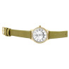 Montre Q&Q bracelet cuir synthétique vert Femme cadran argenté