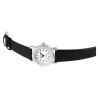 Montre Bahnhof bracelet cuir synthétique noir cadran blanc