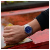 Montre Homme bracelet acier inoxydable argenté Q&Q cadran bleu 40 mm
