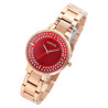 Montre Femme Raptor bracelet acier inoxydable doré rose cadran rouge