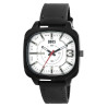 Montre Homme QBos bracelet cuir synthétique noir cadran blanc