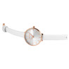 Montre Femme Excellanc bracelet cuir synthétique blanc boîtier or rosé cadran argenté 34 mm