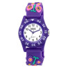 Montre bracelet silicone violet papillon QBos Enfant