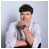 Montre bracelet cuir véritable bleu davian Homme Raptor