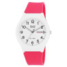 Montre Femme bracelet silicone rose Q&Q cadran blanc 40 mm