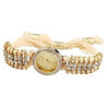 Montre Femme Excellanc bracelet cordons écru cadran doré