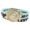 Montre Femme bracelet cuir synthétique bleu Excellanc cadran doré