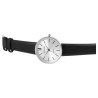Montre Excellanc Femme bracelet cuir synthétique noir cadran argenté 39 mm
