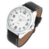 Montre bracelet cuir noir Homme Excellanc cadran blanc chiffres arabes