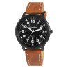 Montre Homme Alain Miller bracelet cuir synthétique brun cadran noir 47 mm