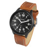 Montre Homme Alain Miller bracelet cuir synthétique brun cadran noir 47 mm