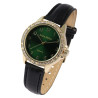 Montre Alain Miller Femme bracelet cuir synthétique noir cadran vert lunette sertie