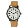 Montre bracelet cuir synthétique brun Homme Alain Miller cadran blanc 45 mm