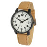 Montre bracelet cuir synthétique brun Homme Alain Miller cadran blanc 45 mm