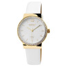 Montre Femme Akzent bracelet cuir synthétique blanc cadran argenté 36 mm