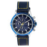Montre Homme Elite bracelet cuir véritable bleu chronographe