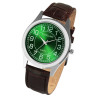 Montre Homme Excellanc bracelet cuir synthétique brun cadran vert 40 mm
