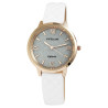 Montre bracelet cuir synthétique blanc Femme Excellanc cadran argenté