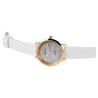 Montre bracelet cuir synthétique blanc Femme Excellanc cadran argenté