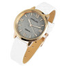 Montre bracelet cuir synthétique blanc Femme Excellanc cadran argenté