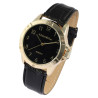 Montre Homme Alain Miller bracelet cuir synthétique noir boîtier doré cadran noir