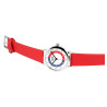 Montre Enfant bracelet cuir synthétique rouge QBos cadran blanc 29 mm