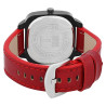 Montre Homme bracelet cuir synthétique rouge QBos cadran noir