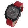 Montre Homme bracelet cuir synthétique rouge QBos cadran noir