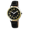Montre bracelet cuir synthétique noir Excellanc Homme cadran noir chiffres dorés