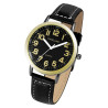 Montre bracelet cuir synthétique noir Excellanc Homme cadran noir chiffres dorés