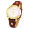 Montre Femme Q&Q bracelet cuir synthétique brun cadran argenté