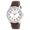 Montre Homme bracelet cuir marron Excellanc cadran blanc chiffres arabes