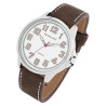 Montre Homme bracelet cuir marron Excellanc cadran blanc chiffres arabes