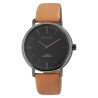 Montre bracelet cuir synthétique brun Homme Akzent cadran noir