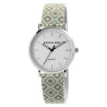 Montre Excellanc bracelet maille milanaise imprimé ethnique vert et brun Femme