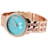 Montre Femme Excellanc bracelet métal doré rose cadran bleu