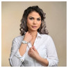 Montre Femme Excellanc jonc rigide métal argenté cadran blanc chiffres romains