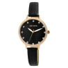 Montre Femme Just Watch cadran noir index strass bracelet cuir noir