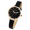 Montre Femme Just Watch cadran noir index strass bracelet cuir noir