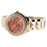 Montre Femme Excellanc bracelet métal doré cadran orange