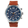 Montre Homme bracelet cuir véritable brun Just Watch cadran bleu